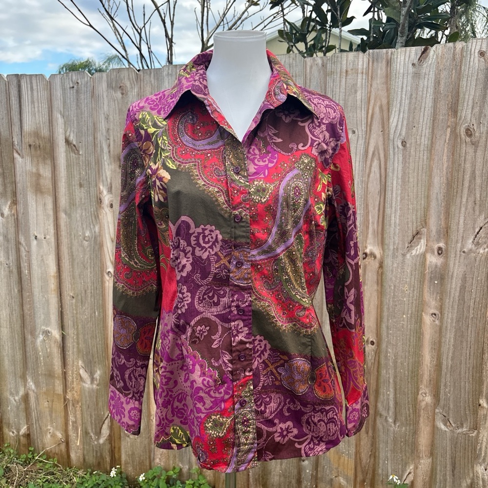 Coldwater Creek multicolored women's long sleeve shirt size large. Stretch